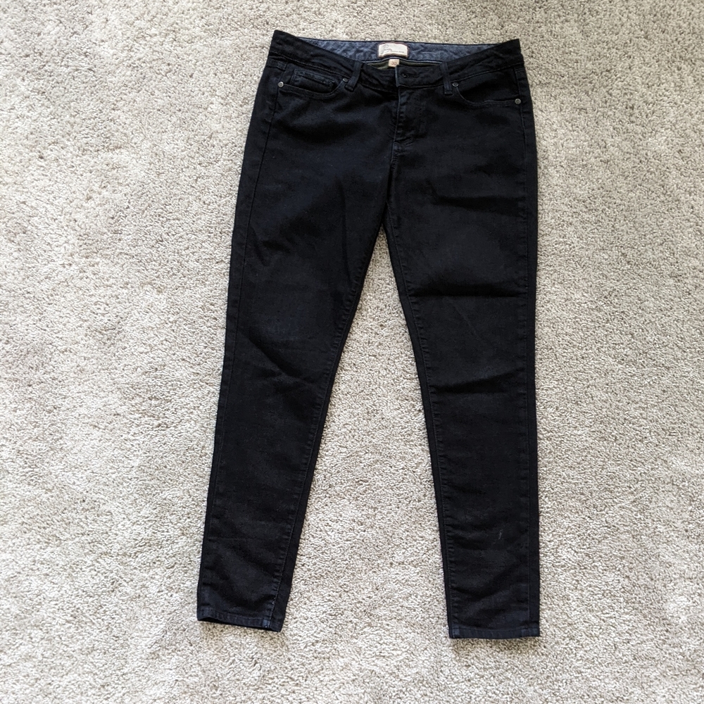 Paige Blue Heights Black Skinny Jeans, Women's Size 30